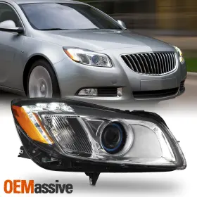 5-pro-jh-breg11bl-hid-oe-r Oemassive For 11-13 Buick Regal Hid Projector Blue Ring Black Headlight With Led Drl Right