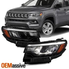 5-pro-jh-jcom22-oep-led-bk Oemassive For 2022-2024 Jeep Compass Projector Black Headlight Pair With Led Tube Drl Running 5-pro-jh-jcom22-oep-led-bk Oemassive For 2022-2024 Jeep Compass Projector Black Headlight Pair With Led Tube Drl Running