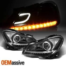 5-pro-jh-mbw20412-na-bk Oemassive For 12-14 Mercedes Benz W204 C-class C250 C350 Projector Led Drl Black Headlight