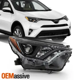 5-pro-jh-trav16a-oe-bk-r Oemassive For 2016-2018 Toyota Rav4 Halogen Projector Headlight With Black Bezel Passenger