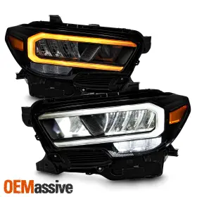 5-pro-jh-tta20-fled-am-bk Oemassive For 16-22 Toyota Tacoma Full Led Projector Black Headlights With Sequential Signal