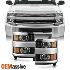 84096573 Oemassive Fit 15-19 Chevy Silverado 2500 3500 Hd Chrome Projector Headlights Replacement 84096573 Oemassive Fit 15-19 Chevy Silverado 2500 3500 Hd Chrome Projector Headlights Replacement