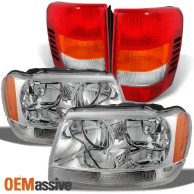 Ch2502138 Oemassive Fit 99-04 Jeep Grand Cherokee Clear Headlights Red Tail Lights Replacement