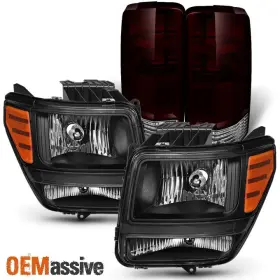 Ch2503177 Oemassive Fit 2007 2008 2009 2010 2011 Dodge Nitro Black Headlights And Dark Red Taillights