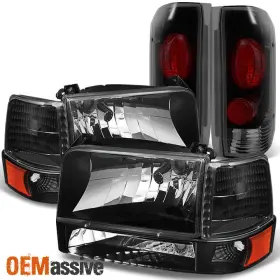 Fo2502118 Oemassive Fit 1992-1996 Bronco F150 F250 F350 Black Headlights And Smoke Taillights Fo2502118 Oemassive Fit 1992-1996 Bronco F150 F250 F350 Black Headlights And Smoke Taillights