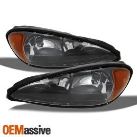 Gm2502196 Oemassive Fit 1999-2005 Pontiac Grand Am Black Headlights Replacement 2000 2001 2002 2003