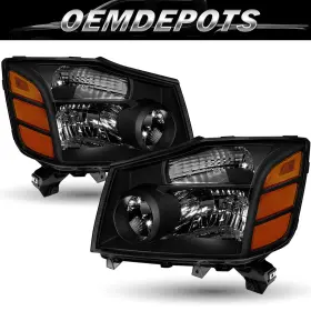 Ni2502168 Oemdepots For 2004-2015 Nissan Titan 04-07 Armada Black Smoke Headlights Headlamps Pair