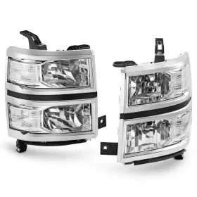Gm2503410 Orion Motor Tech 719868669983 Headlights 2014-2015 Chevy Silverado 1500 Chrome Clear Headlamps L&r Replacement