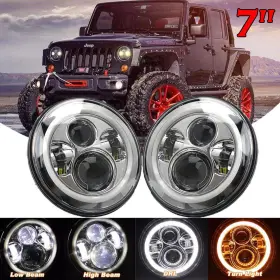 Sm-a-sy1087 Osemall 2x 7ftft Round Led Halo Angel Eye Headlight Drl Light For Jeep Wrangler Jk Cj