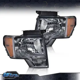 Fo2503289 Pit66 1pair Smoked Lens Headlights Head Lights Lamps Fit For 09-14 Ford F150