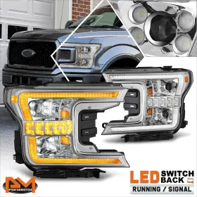 72768pm Pm Performotor For 18-20 Ford F-150 Full Led Switchback Turn Signal Projector Headlights/lamps