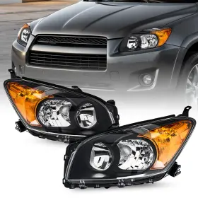 To2502190 Preenex 2009-2012 Toyota Rav4 Headlights Black Housing Projector Headlamps Lh Rh Pair