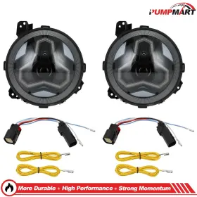 Pumpmart Ppt175755xl59 2pcs Led Headlight For Jeep Jl 2018 2019 2020 2021 2022 2023 Jt 2019-2021 12v-dc