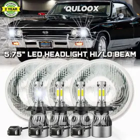 H5009 Quloox 4pcs 5.75 Inch 5-3/4 6000k Led Headlights Hi/lo Beam For Chevy Chevelle 1964-1970 H5009 Quloox 4pcs 5.75 Inch 5-3/4 6000k Led Headlights Hi/lo Beam For Chevy Chevelle 1964-1970