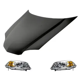 Bndl-219580 Replacement 3-piece Kit Driver And Passenger Side Headlight Lenses Housings Hood