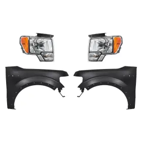 Bndl-251572 Replacement For Ford F-150 09-14 4-piece Kit Driver And Passenger Side Headlights