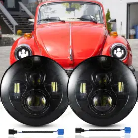 7y08-2 Ridroid 7 Inch Black Led Headlights Upgrade Hi/low Beam Round Fit For Vw Beetle Classic 7y08-2 Ridroid 7 Inch Black Led Headlights Upgrade Hi/low Beam Round Fit For Vw Beetle Classic