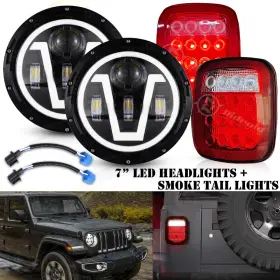 H6017 Ridroid H6014 H6024 For 97-06 Jeep Wrangler Tj 7 Inch Led Headlights V Halo Drl Tail Lights Combo Kit H6017 Ridroid H6014 H6024 For 97-06 Jeep Wrangler Tj 7 Inch Led Headlights V Halo Drl Tail Lights Combo Kit