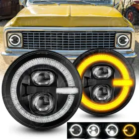 Td7y0023-2 Ridroid For 1967-1972 Chevy C10 7 Inch Led Headlights Round Hi/lo Lamp Drl Turn Signals Td7y0023-2 Ridroid For 1967-1972 Chevy C10 7 Inch Led Headlights Round Hi/lo Lamp Drl Turn Signals