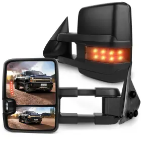 050923-5206-09074527912 Scitoo Towing Mirrors Black Truck For 2003-2007 Chevy Silverado Gmc Sierra 1500 2500