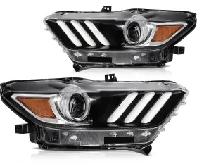 Scc842640to01 Scitoo For 2015-2017 Ford Mustang Black Amber Hid Headlights Assembly Pair Set Scc842640to01 Scitoo For 2015-2017 Ford Mustang Black Amber Hid Headlights Assembly Pair Set