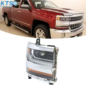 Kts243920ne Seblaff Right Headlight For 2016-18 Chevy Silverado 1500 Hid/xenon With Led Chrome Housing