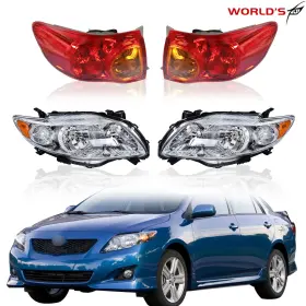 We979050ee Seblaff Pair For Toyota Corolla 2009-2010 Halogen Chrome Headlights&red Outer Tail Light We979050ee Seblaff Pair For Toyota Corolla 2009-2010 Halogen Chrome Headlights&red Outer Tail Light