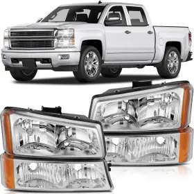 Shkj162191s01 Shkj-motors Headlights Bumper Lamps For 2003-2006 Chevy Avalanche Chrome Housing Pair Shkj162191s01 Shkj-motors Headlights Bumper Lamps For 2003-2006 Chevy Avalanche Chrome Housing Pair