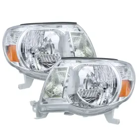 Fs867600sr Silscvtt Left Right Headlights For Toyota Tacoma 2005-2011 Chrome Amber Headlamps Clear