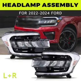 Nl1z13008u Soillar For 2022-24 Ford Expedition Left Right Full Led Headlamp Pair Chrome Trim With Drl
