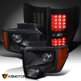 Dl3z13008b Spec-d Tuning Fits 2009-2014 Ford F150 Black Projector Headlights Black/smoke Led Tail Lamps Dl3z13008b Spec-d Tuning Fits 2009-2014 Ford F150 Black Projector Headlights Black/smoke Led Tail Lamps