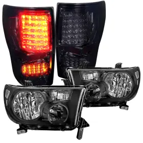 Tn-ltlh-tun07jmgled-jp Spec-d Tuning For Toyota Tundra Pickup Crystal Black Headlights Smoke Led Tail Lamps