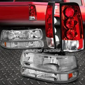 4512 Speed Daddy Chrome Amber Headlight And Clear Altezza Tail Light For 99-02 Chevy Silverado