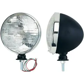 91101009 Speedway Motors 7 Inch Black Dietz Type Headlights With Chrome Rings Universal Fit