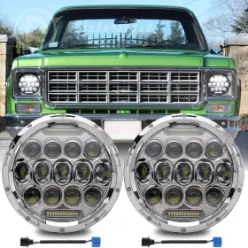 Ridroid-led-7y03dd-2 Spl Dot 7 Inch Round Hi/lo Beam Led Headlights Fit Chevrolet 1962-1980 C10 Pickup Truck