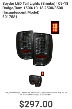 Hdh600-23 Spyder Led Tail Lights Smoke 09-18dodge/ram 1500/10-18 2500/3500 Incandes