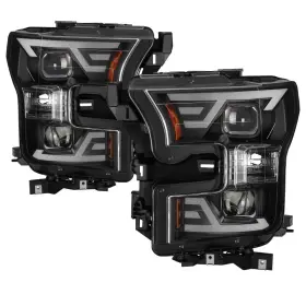 Spyder Pro-jh-ff15015-lb-bk For Ford F-150 15-17 Headlights Driver And Passenger Side Black Led Drl Bar