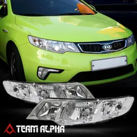 Tma-hlohkiaf10chcl1t2 Team-alpha Fits 2010-2013 Kia Forte/koup Chrome/clear Crystal Corner Headlight Headlamp