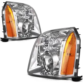 Th12820001f The-one-fp For 2014-2007 Gmc Yukon Xl 1500 2500 Chrome With Amber Lh Rh Headlights Assembly