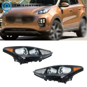 Tml1604808mt Thor-more-lighting Pair Left Right For Kia Sportage 2017-2019 Headlight 2wd Halogen With Led Drl Black