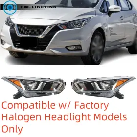 Tml2020248mt Thor-more-lighting Headlight For Nissan Versa 2020-2021 Halogen Right Left Headlamps Clear Chrome