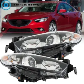 Tml2215872mt Thor-more-lighting Left Right Side For 2014-2017 Mazda 6 Headlights Projector Halogen Black Housing