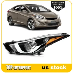 To128305p01 Top-liftsupport Left Driver Side Headlights Assembly For 2014-2016 Hyundai Elantra Black Housing To128305p01 Top-liftsupport Left Driver Side Headlights Assembly For 2014-2016 Hyundai Elantra Black Housing