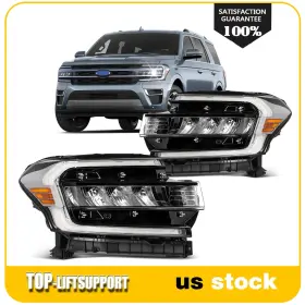 To848550p02 Top-liftsupport Pair Full Led Drl Chrome Headlight Assembly For 2022-2024 Ford Expedition 3.5l