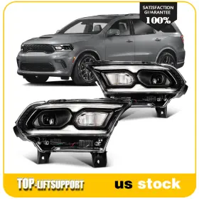 Topp845119p01 Top-liftsupport Led Drl Type Headlight Assembly For 2021-2024 Dodge Durango Black With Projector