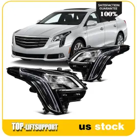 Toptoppp844618p01 Top-liftsupport Pair Full Led Headlight For 2018-2019 Cadillac Xts Black With Signal Projector