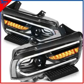 10299099 Top-refiting Headlights Assembly Led Dual Beam Lens Wiping Turn For Dodge Charger 2011-2014