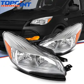To12826402p Topoint-autoparts Pair Headlights Assembly For Ford Escape 1.6l 2.0l 2.5l 2013-2016 Chrome Housing To12826402p Topoint-autoparts Pair Headlights Assembly For Ford Escape 1.6l 2.0l 2.5l 2013-2016 Chrome Housing