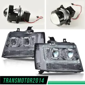 Tra693406 Transmotor2014 Fit For 07-14 Tahoe Avalanche Suburban Led Drl Projector Headlights Lamps Chrome