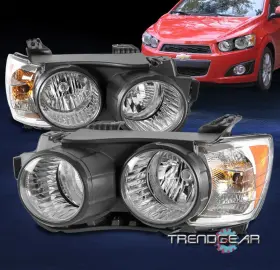 96830969 Trendgear Auto Parts For 12-16 Chevy Sonic Black Bezel Ls Lt Ltz Halogen Headlights Headlamps Lamps